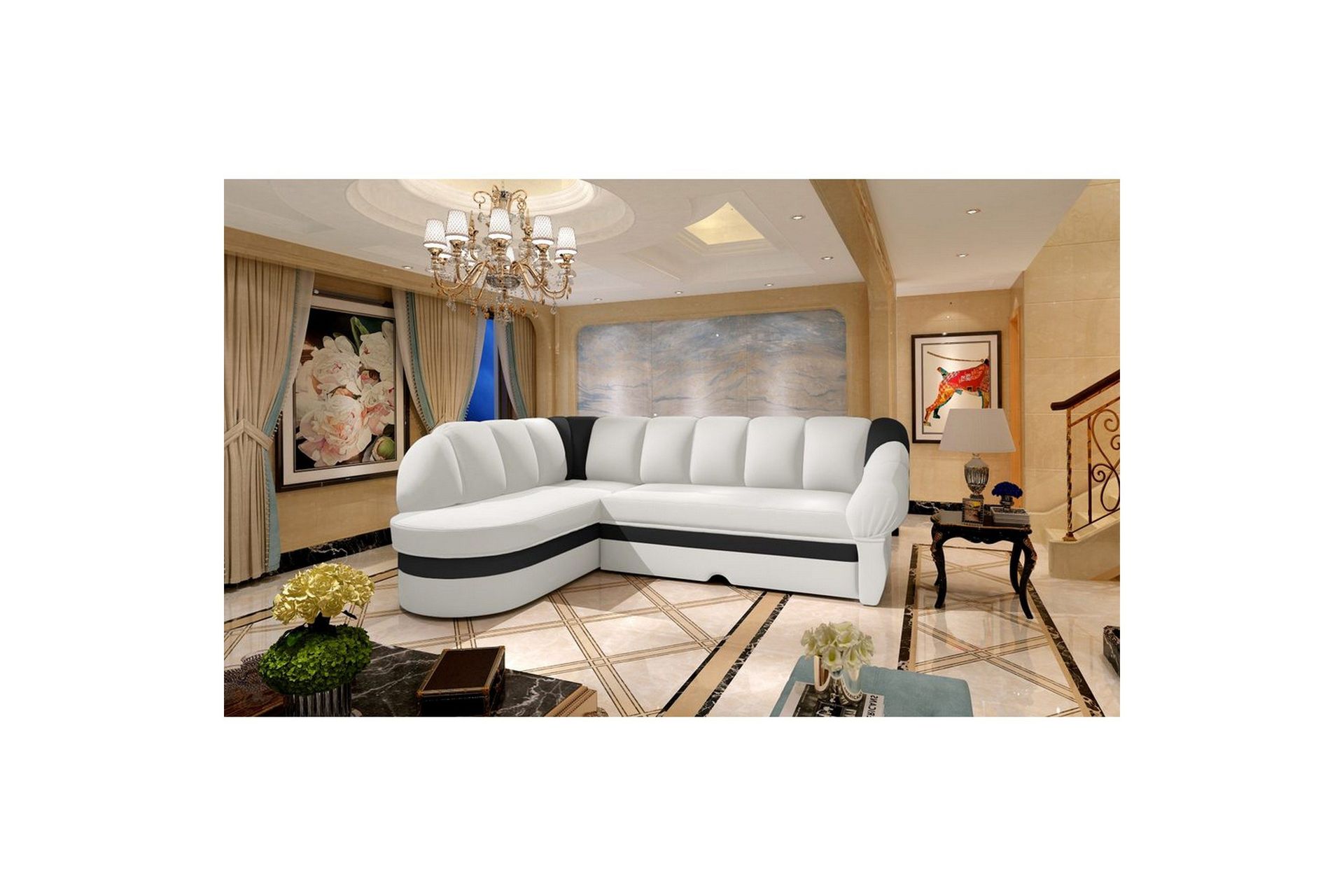 Seksjon Eltap Benano 250x85x180 cm - Soft 17, Soft 11, Svart, Hvit, Venstre