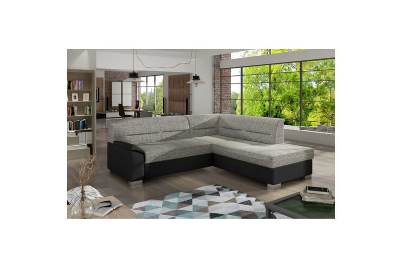 Seksjon Eltap Bergen 247x214x83 cm - Berlin 01, Soft 11, Grå, Svart, Høyre - Møbler - Sofaer - Sovesofaer