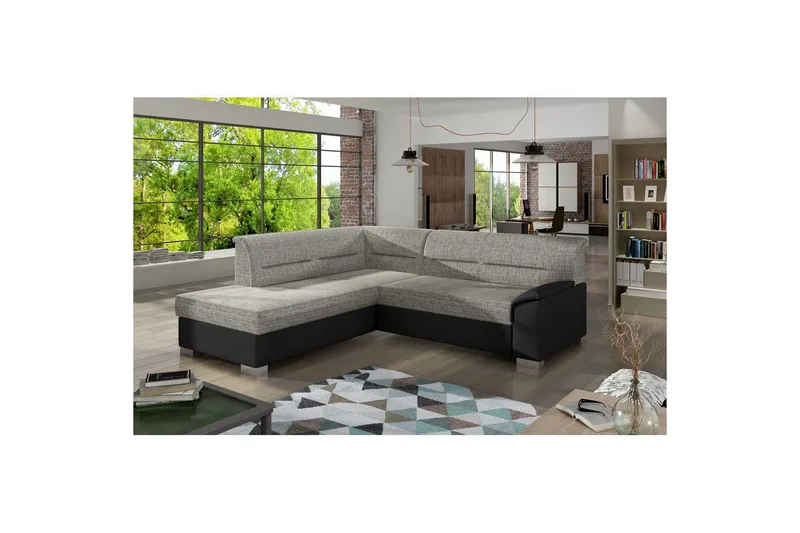 Seksjon Eltap Bergen 247x214x83 cm - Berlin 01, Soft 11, Grå, Svart, Venstre - Møbler - Sofaer - Sovesofaer