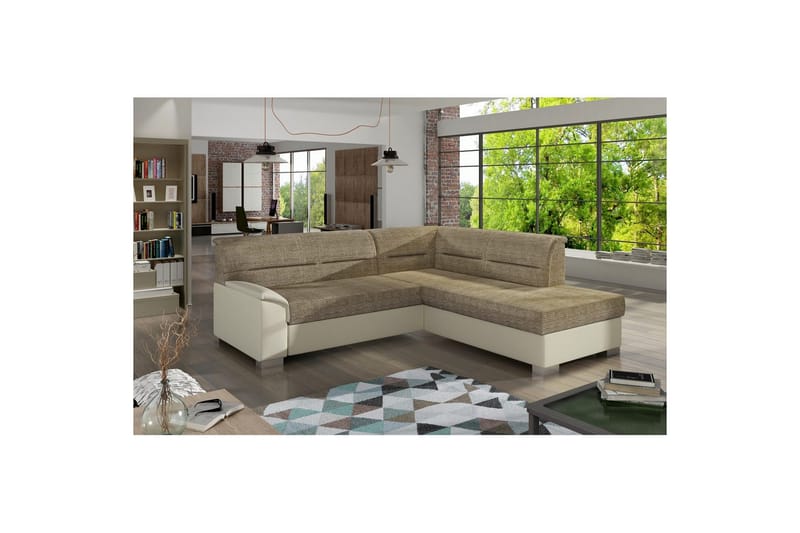 Seksjon Eltap Bergen 247x214x83 cm - Berlin 03, Soft 33, Beige, Høyre - Møbler - Sofaer - Sovesofaer