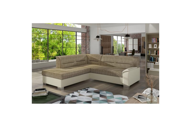 Seksjon Eltap Bergen 247x214x83 cm - Berlin 03, Soft 33, Beige, Venstre - Møbler - Sofaer - Sovesofaer