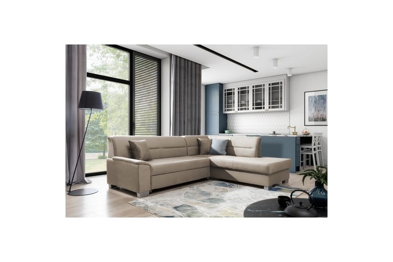 Seksjon Eltap Bergen 247x214x83 cm - Monolith 09, Mørk beige, Høyre - Møbler - Sofaer - Sovesofaer