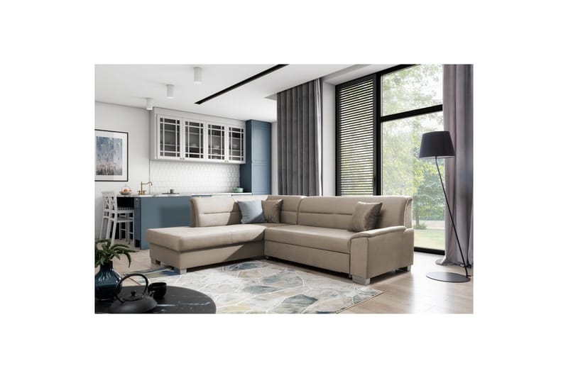 Seksjon Eltap Bergen 247x214x83 cm - Monolith 09, Mørk beige, Venstre - Møbler - Sofaer - Sovesofaer