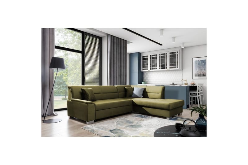 Seksjon Eltap Bergen 247x214x83 cm - Monolith 38, Grønn, Høyre - Møbler - Sofaer - Sovesofaer