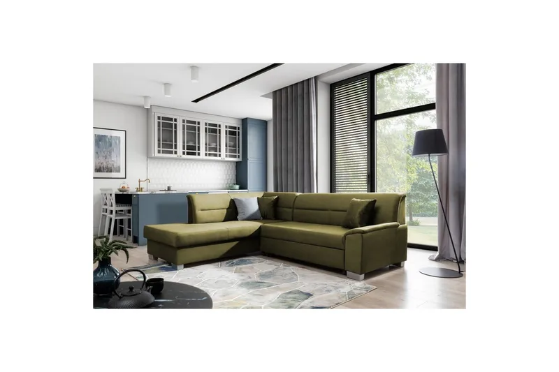 Seksjon Eltap Bergen 247x214x83 cm - Monolith 38, Grønn, Venstre - Møbler - Sofaer - Sovesofaer