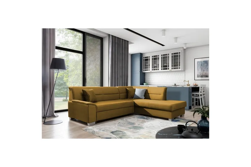 Seksjon Eltap Bergen 247x214x83 cm - Monolith 48, Gul, Høyre - Møbler - Sofaer - Sovesofaer