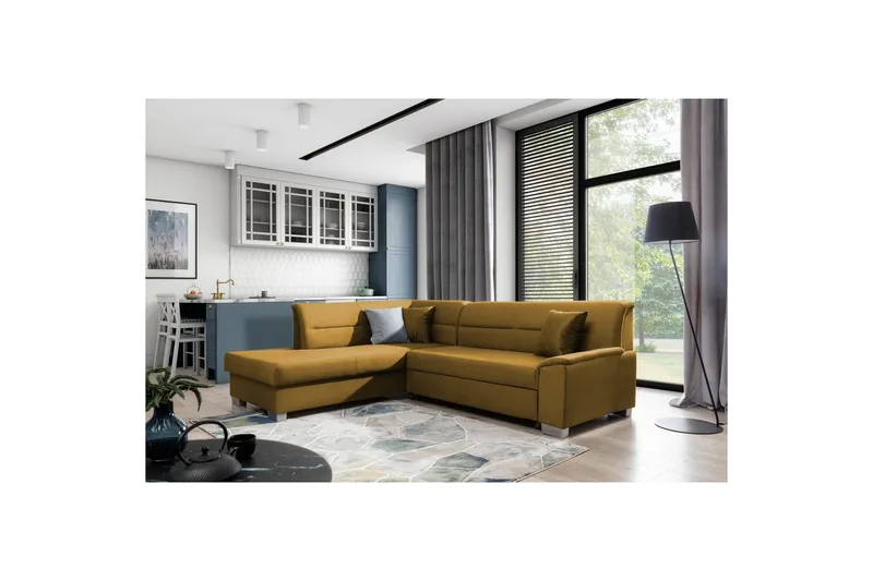 Seksjon Eltap Bergen 247x214x83 cm - Monolith 48, Gul, Venstre - Møbler - Sofaer - Sovesofaer