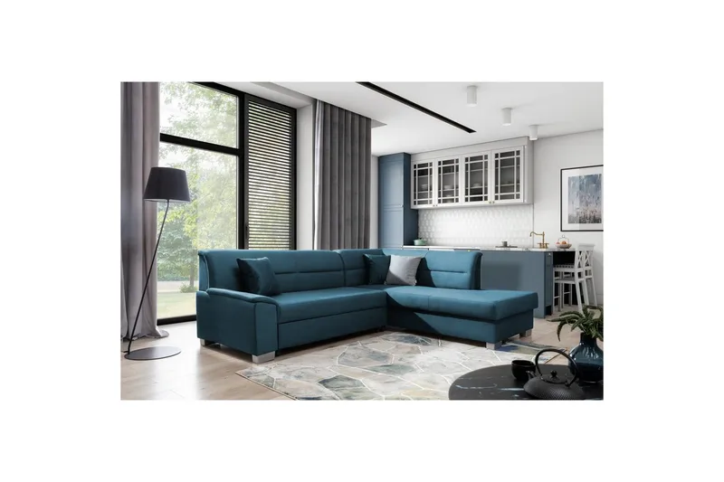 Seksjon Eltap Bergen 247x214x83 cm - Monolith 77, Blå, Høyre - Møbler - Sofaer - Sovesofaer