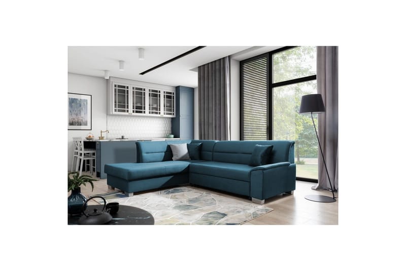 Seksjon Eltap Bergen 247x214x83 cm - Monolith 77, Blå, Venstre - Møbler - Sofaer - Sovesofaer