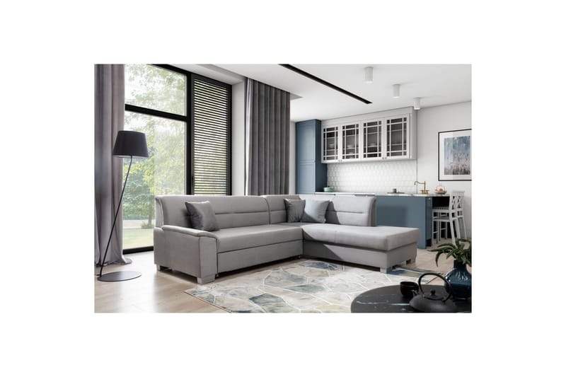 Seksjon Eltap Bergen 247x214x83 cm - Monolith 84, Monolith 85, Lys Grå, Grå, Høyre - Møbler - Sofaer - Sovesofaer