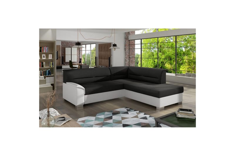 Seksjon Eltap Bergen 247x214x83 cm - Sawana 14, Soft 17, Svart, Hvit, Høyre - Møbler - Sofaer - Sovesofaer
