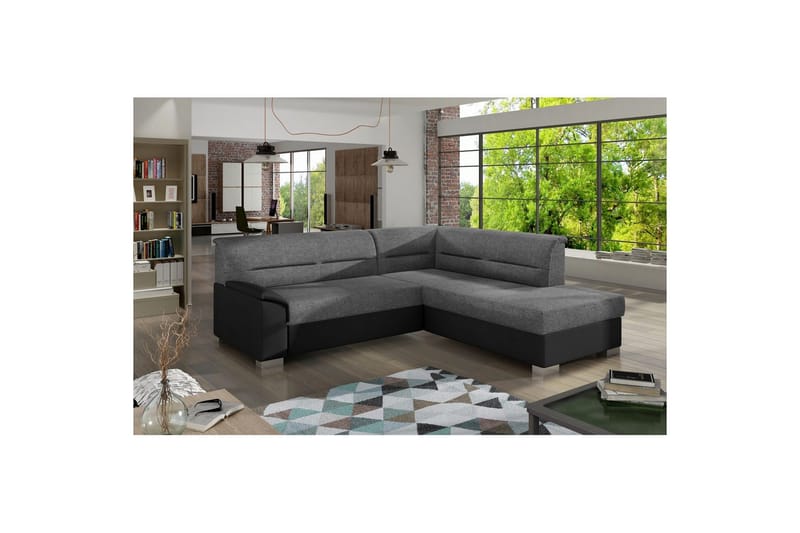 Seksjon Eltap Bergen 247x214x83 cm - Sawana 21, Soft 11, Grå, Svart, Høyre - Møbler - Sofaer - Sovesofaer