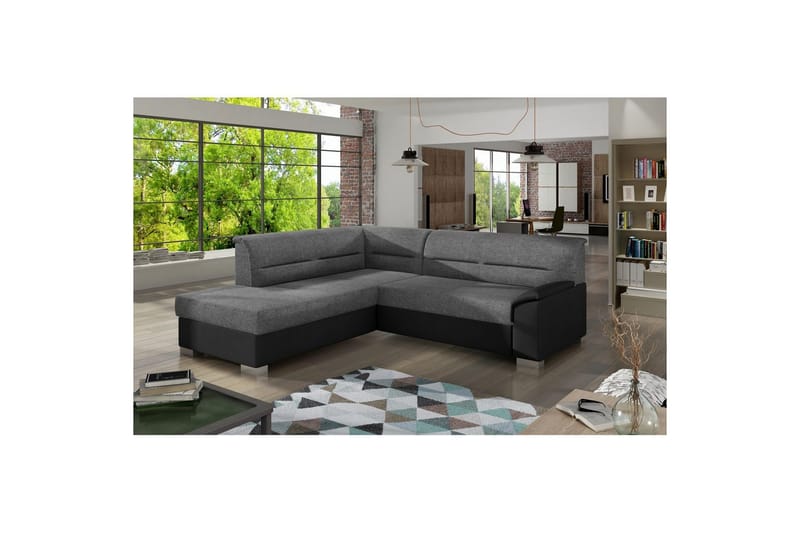 Seksjon Eltap Bergen 247x214x83 cm - Sawana 21, Soft 11, Grå, Svart, Venstre - Møbler - Sofaer - Sovesofaer