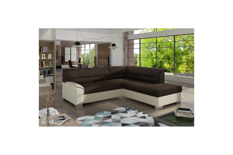 Seksjon Eltap Bergen 247x214x83 cm - Sawana 26, Soft 33, Mørk brun, Beige, Høyre - Møbler - Sofaer - Sovesofaer