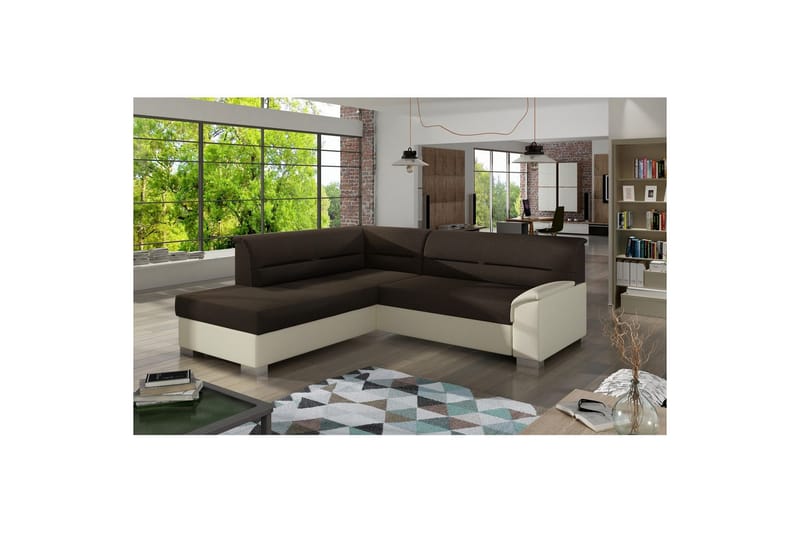 Seksjon Eltap Bergen 247x214x83 cm - Sawana 26, Soft 33, Mørk brun, Beige, Venstre - Møbler - Sofaer - Sovesofaer