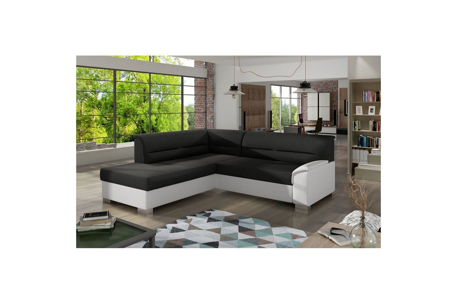 Seksjon Eltap Delvo 247x214x83 cm - Sawana 14, Soft 17, Svart, Hvit, Venstre