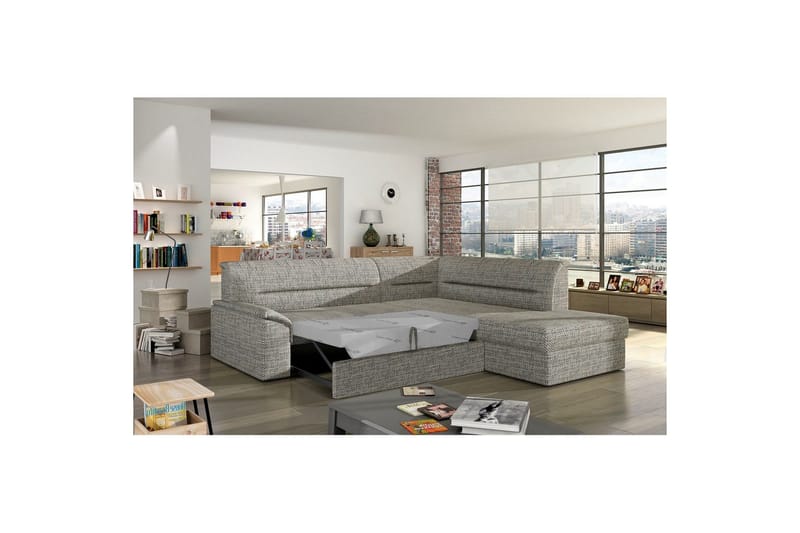 Seksjon Eltap Elano 255x212x90 cm - Berlin 01, Grå, Høyre - Møbler - Sofaer - Sovesofaer