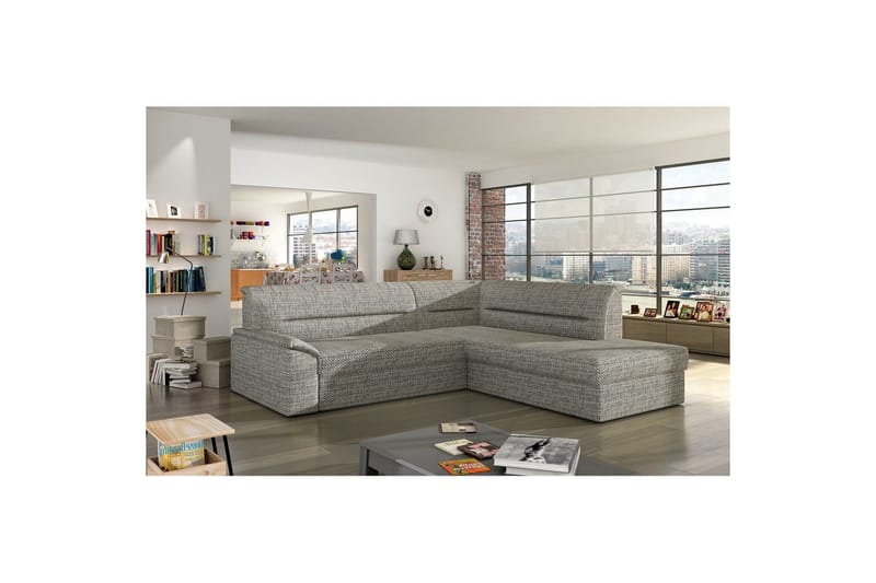 Seksjon Eltap Elano 255x212x90 cm - Berlin 01, Grå, Høyre - Møbler - Sofaer - Sovesofaer