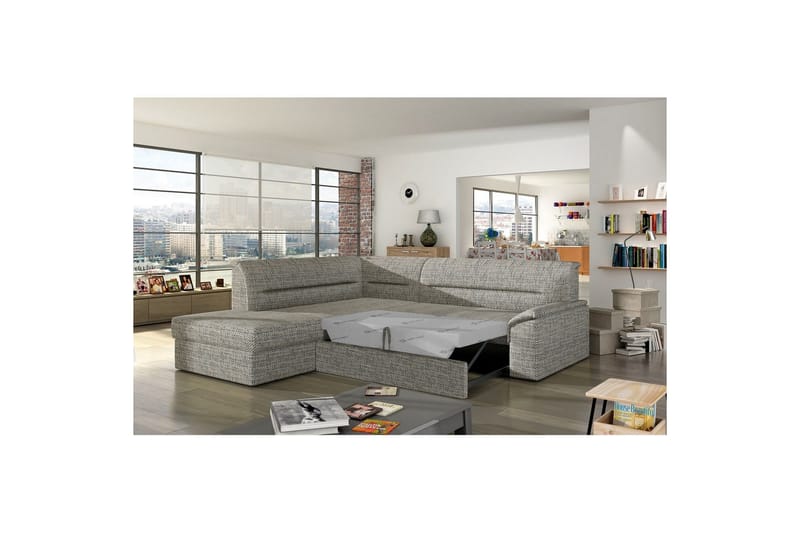 Seksjon Eltap Elano 255x212x90 cm - Berlin 01, Grå, Venstre - Møbler - Sofaer - Sovesofaer