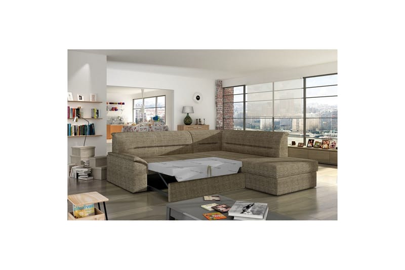 Seksjon Eltap Elano 255x212x90 cm - Berlin 03, Beige, Høyre - Møbler - Sofaer - Sovesofaer