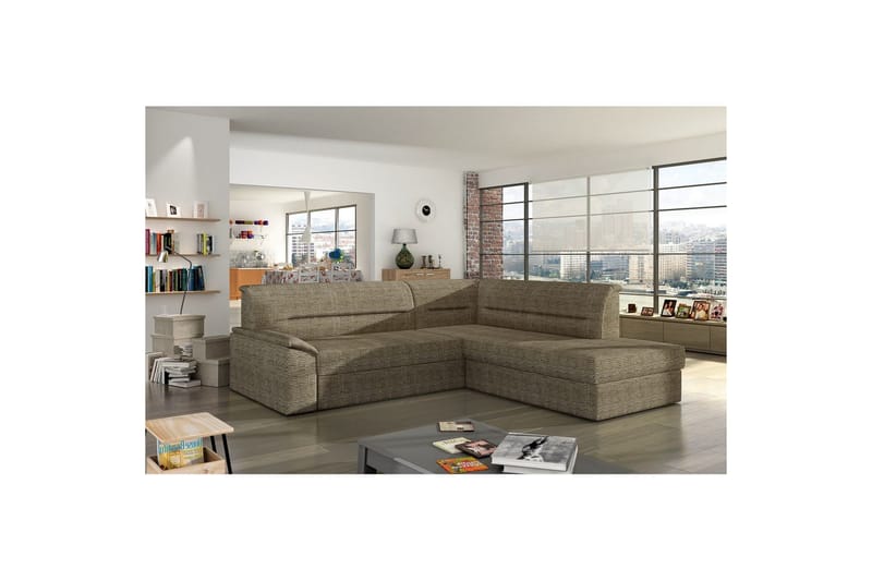 Seksjon Eltap Elano 255x212x90 cm - Berlin 03, Beige, Høyre - Møbler - Sofaer - Sovesofaer