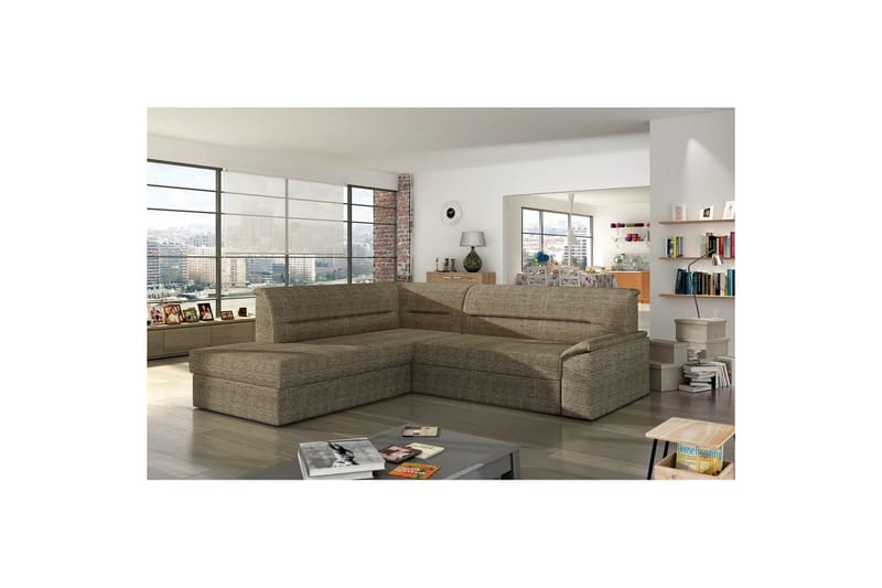 Seksjon Eltap Elano 255x212x90 cm - Berlin 03, Beige, Venstre - Møbler - Sofaer - Sovesofaer