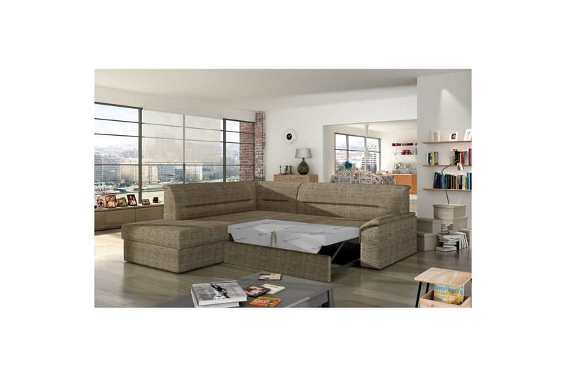 Seksjon Eltap Elano 255x212x90 cm - Berlin 03, Beige, Venstre - Møbler - Sofaer - Sovesofaer