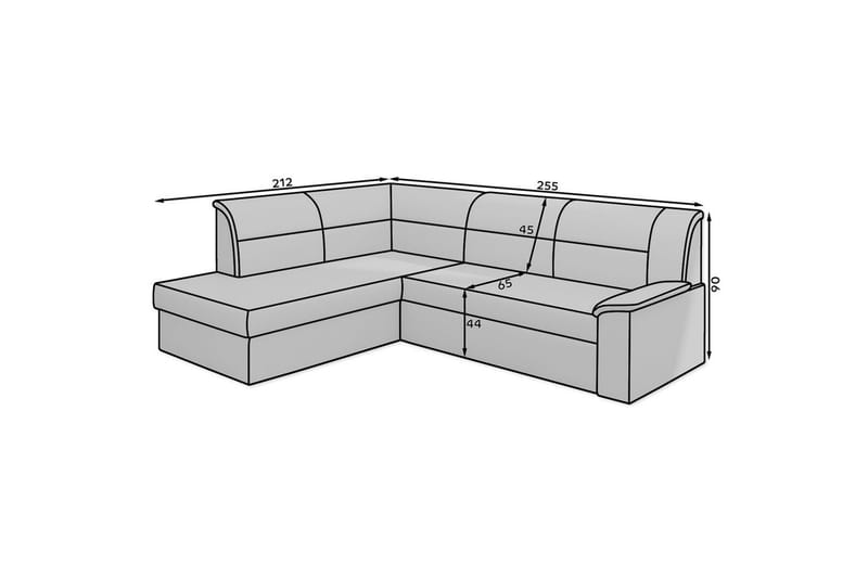 Seksjon Eltap Elano 255x212x90 cm - Soft 29, Høyre - Møbler - Sofaer - Sovesofaer