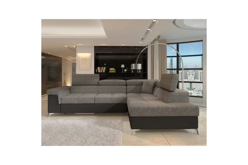 Seksjon Eltap Eridano 275x202x88 cm - Berlin 01, Soft 11, Grå, Svart, Høyre - Møbler - Sofaer - Sovesofaer
