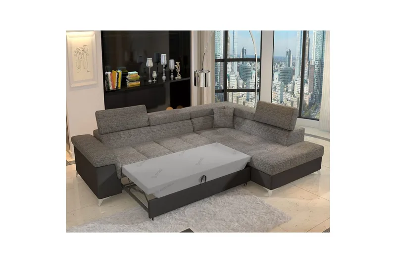 Seksjon Eltap Eridano 275x202x88 cm - Berlin 01, Soft 11, Grå, Svart, Høyre - Møbler - Sofaer - Sovesofaer