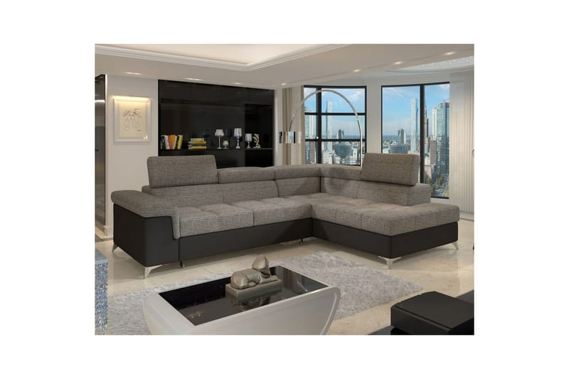 Seksjon Eltap Eridano 275x202x88 cm - Berlin 01, Soft 11, Grå, Svart, Høyre - Møbler - Sofaer - Sovesofaer