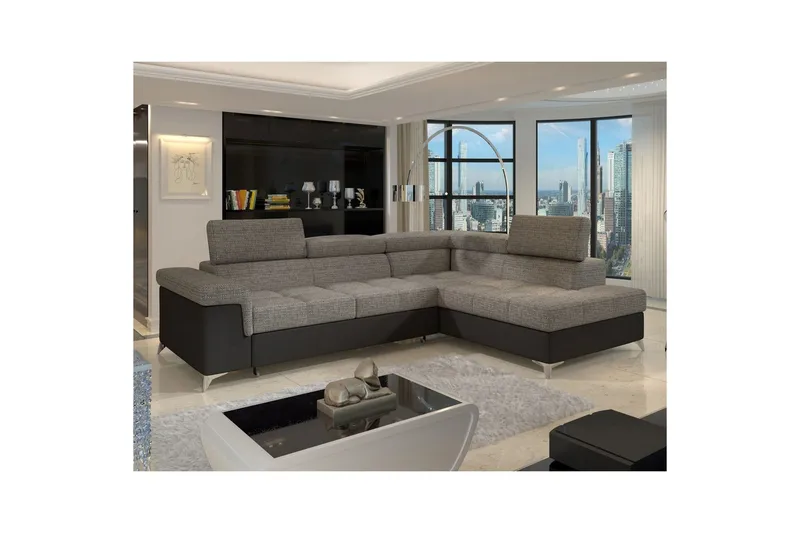 Seksjon Eltap Eridano 275x202x88 cm - Berlin 01, Soft 11, Grå, Svart, Høyre - Møbler - Sofaer - Sovesofaer