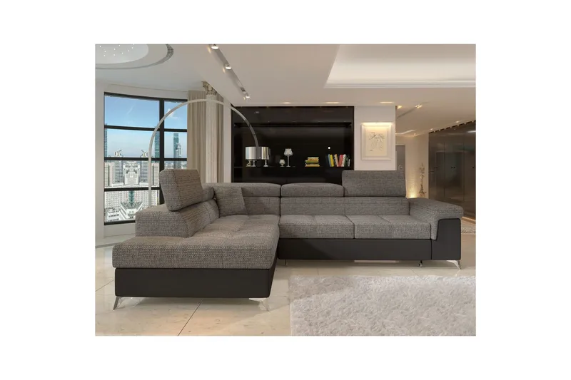 Seksjon Eltap Eridano 275x202x88 cm - Berlin 01, Soft 11, Grå, Svart, Venstre - Møbler - Sofaer - Sovesofaer