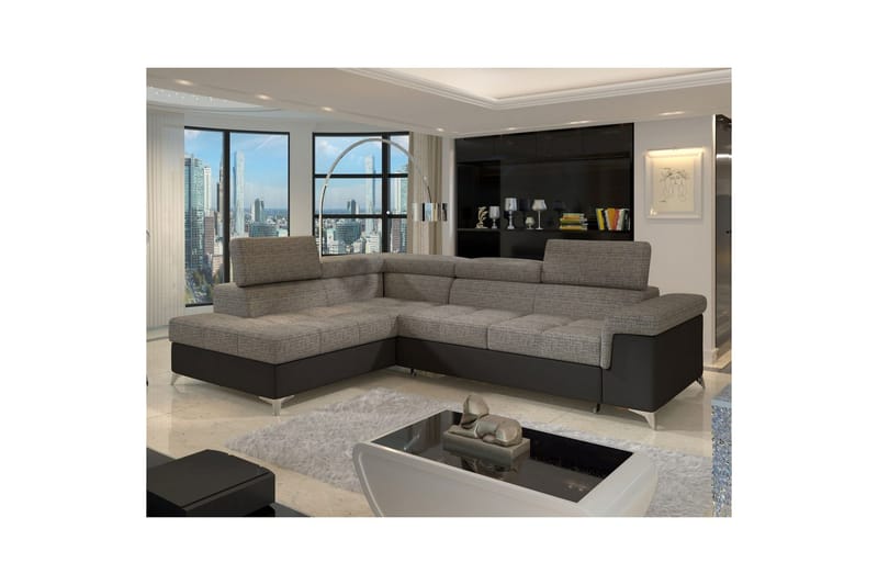 Seksjon Eltap Eridano 275x202x88 cm - Berlin 01, Soft 11, Grå, Svart, Venstre - Møbler - Sofaer - Sovesofaer