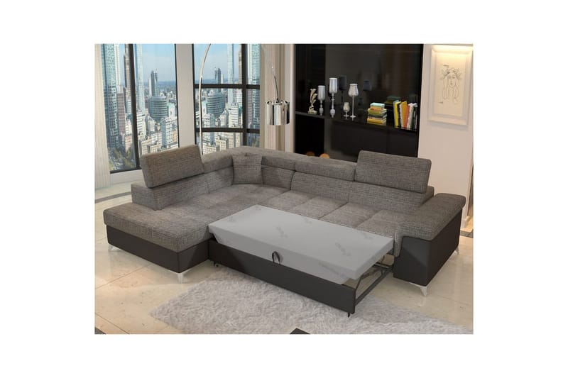 Seksjon Eltap Eridano 275x202x88 cm - Berlin 01, Soft 11, Grå, Svart, Venstre - Møbler - Sofaer - Sovesofaer