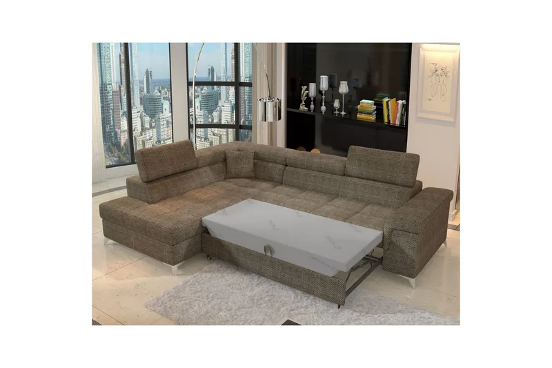 Seksjon Eltap Eridano 275x202x88 cm - Berlin 03, Beige, Venstre - Møbler - Sofaer - Sovesofaer