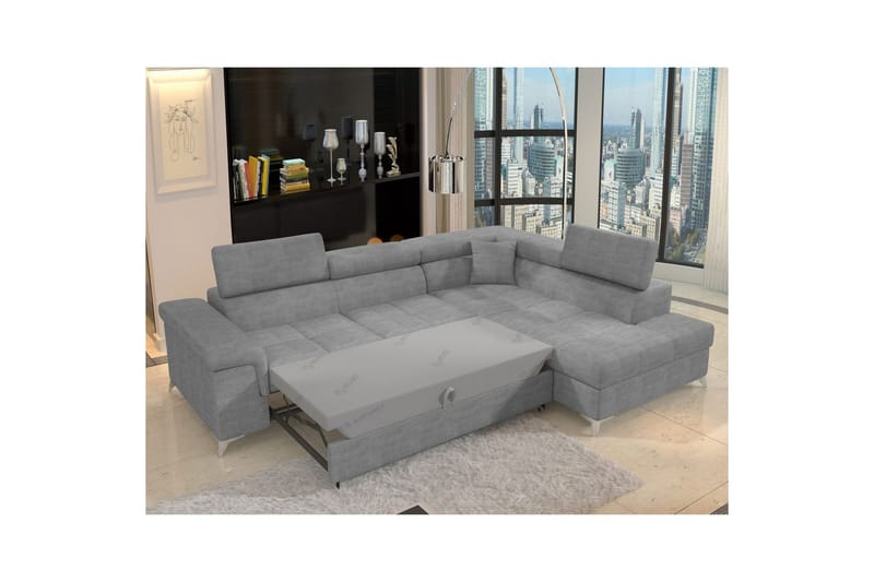 Seksjon Eltap Eridano 275x202x88 cm - Manhattan 03, Lys Grå, Høyre - Møbler - Sofaer - Sovesofaer