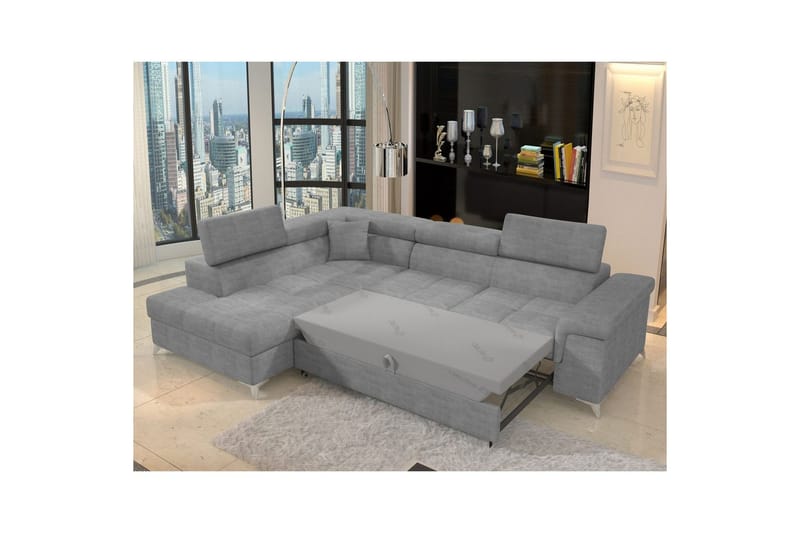 Seksjon Eltap Eridano 275x202x88 cm - Manhattan 03, Lys Grå, Venstre - Møbler - Sofaer - Sovesofaer