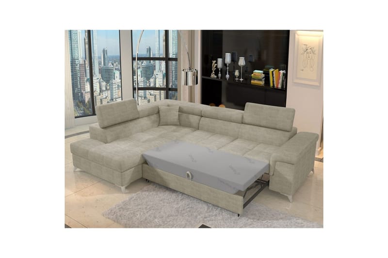 Seksjon Eltap Eridano 275x202x88 cm - Manhattan 20, Mørk Beige, Venstre - Møbler - Sofaer - Sovesofaer