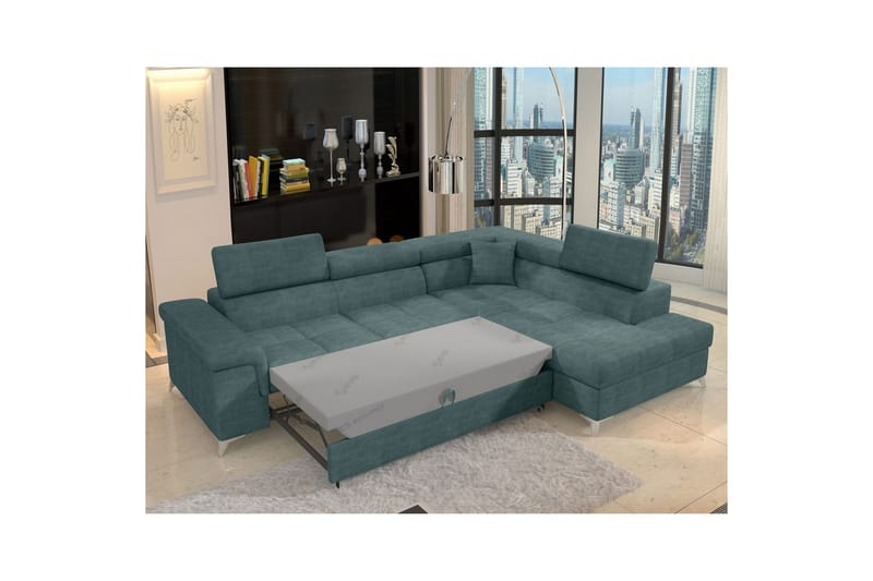 Seksjon Eltap Eridano 275x202x88 cm - Manhattan 38, Grønn, Høyre - Møbler - Sofaer - Sovesofaer