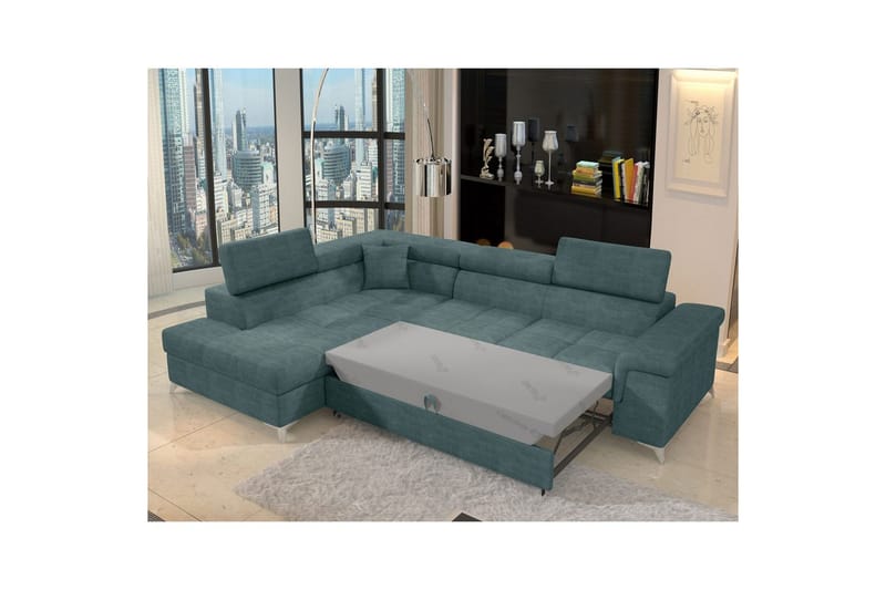 Seksjon Eltap Eridano 275x202x88 cm - Manhattan 38, Grønn, Venstre - Møbler - Sofaer - Sovesofaer