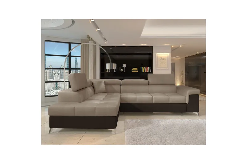 Seksjon Eltap Eridano 275x202x88 cm - Monolith 09, Monolith 29, Mørk Beige, Brun, Høyre - Møbler - Sofaer - Sovesofaer