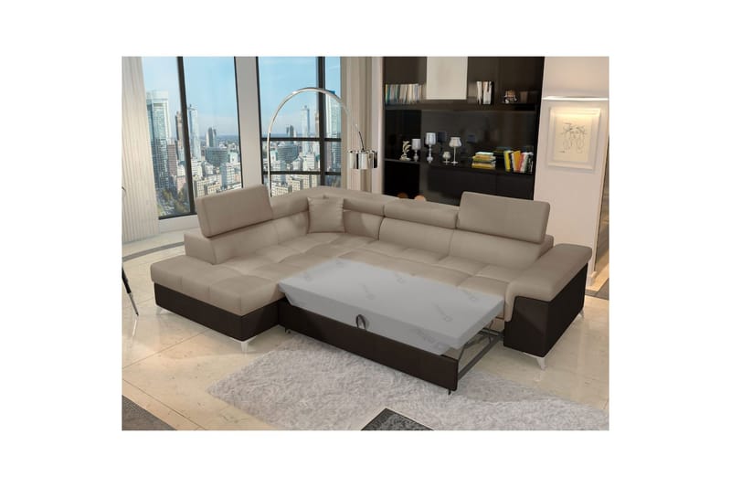 Seksjon Eltap Eridano 275x202x88 cm - Monolith 09, Monolith 29, Mørk Beige, Brun, Høyre - Møbler - Sofaer - Sovesofaer