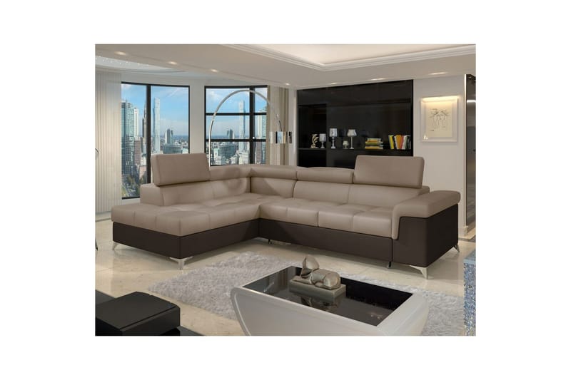 Seksjon Eltap Eridano 275x202x88 cm - Monolith 09, Monolith 29, Mørk Beige, Brun, Høyre - Møbler - Sofaer - Sovesofaer