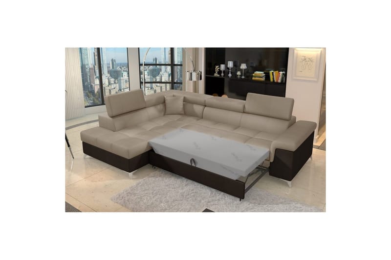 Seksjon Eltap Eridano 275x202x88 cm - Monolith 09, Monolith 29, Mørk Beige, Brun, Venstre - Møbler - Sofaer - Sovesofaer