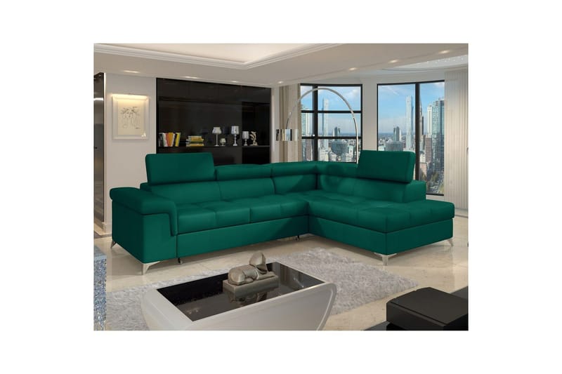 Seksjon Eltap Eridano 275x202x88 cm - Monolith 37, Grønn, Høyre - Møbler - Sofaer - Sovesofaer