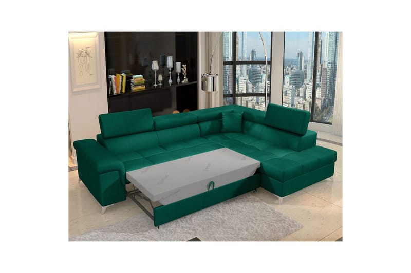 Seksjon Eltap Eridano 275x202x88 cm - Monolith 37, Grønn, Høyre - Møbler - Sofaer - Sovesofaer