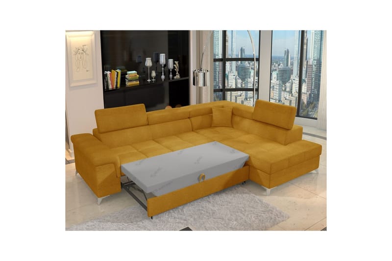 Seksjon Eltap Eridano 275x202x88 cm - Omega 68, Gul, Høyre - Møbler - Sofaer - Sovesofaer