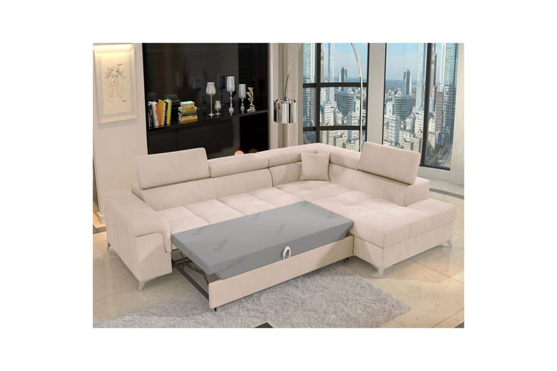Seksjon Eltap Eridano 275x202x88 cm - Raquel 18, Beige, Høyre - Møbler - Sofaer - Sovesofaer