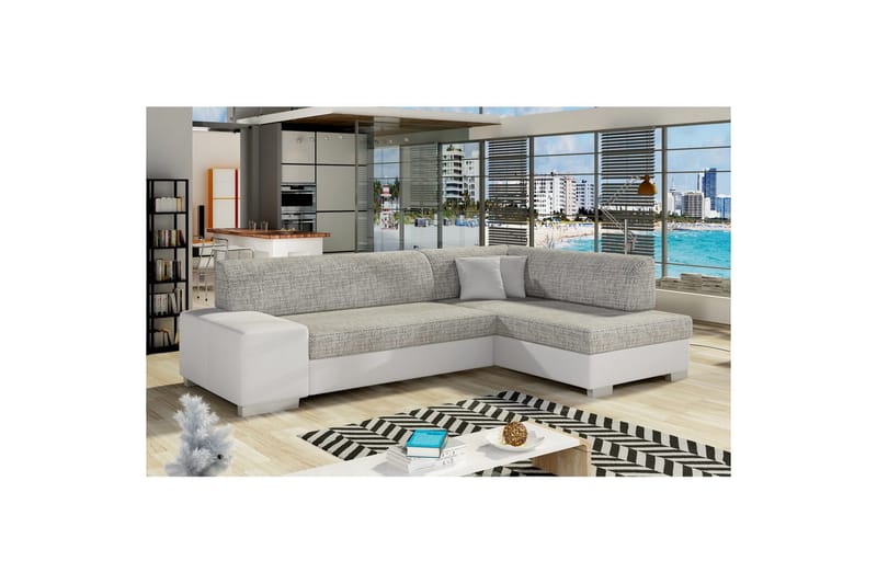 Seksjon Eltap Fabio 268x167x73 cm - Berlin 01, Soft 17, Grå, Hvit, Høyre - Møbler - Sofaer - Sovesofaer